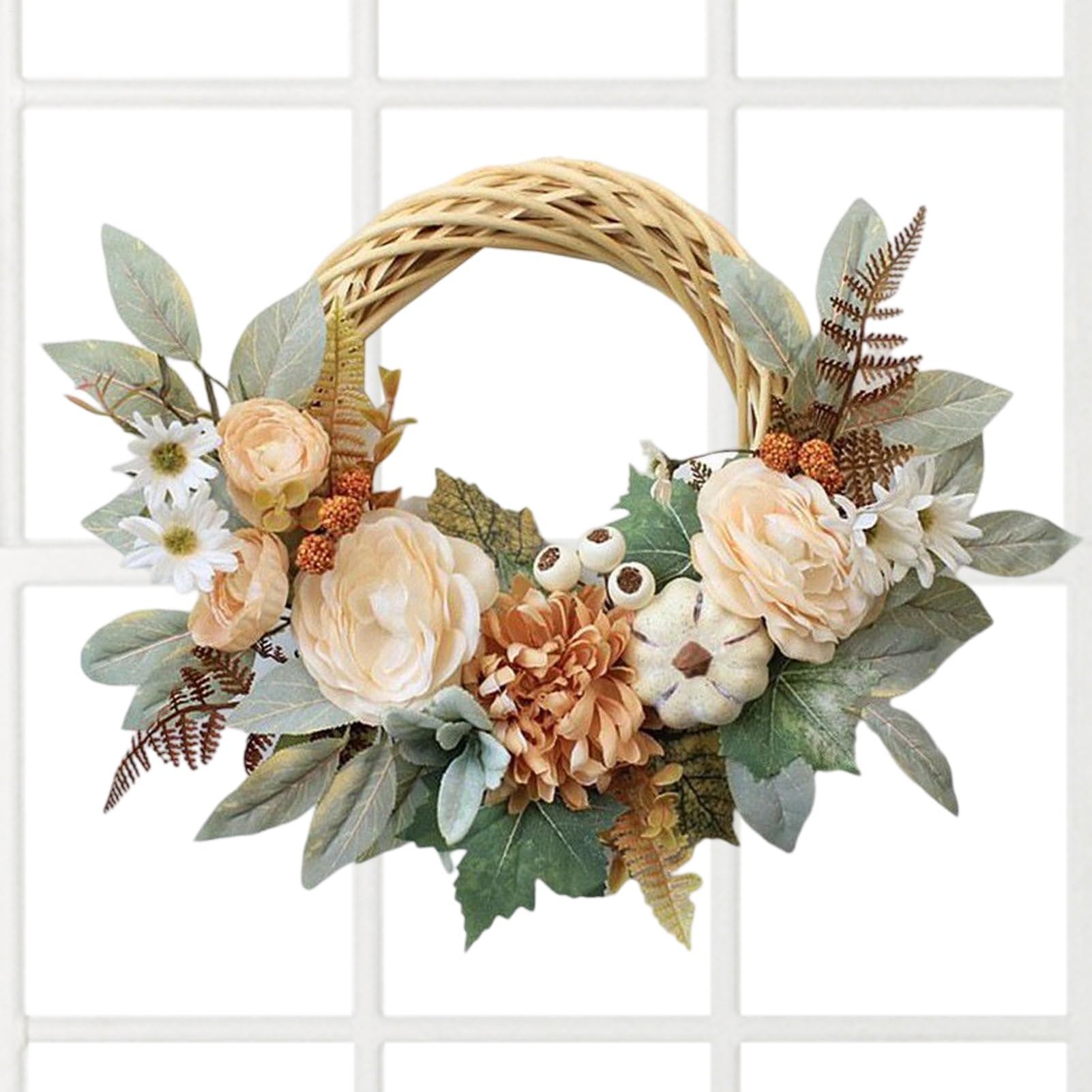 Couronne d'automne pour cheminée et jardin, grand ornement de feuilles d'érable