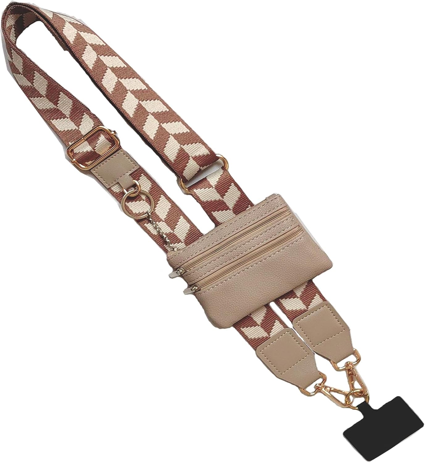 Multi - Functional Cell Phone Lanyard Crossbody, Adjustable Phone Strap with Detachable Wristlet & Wallet, Universal Phone Lanyard for Easy Carrying (Brown)