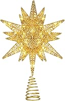 Vista 9 de Luxspire Decoración para árbol de Navidad, estrella iluminada 3D con enchufe USB y control remoto, luces de estrella para árbol de Navidad de 9.6