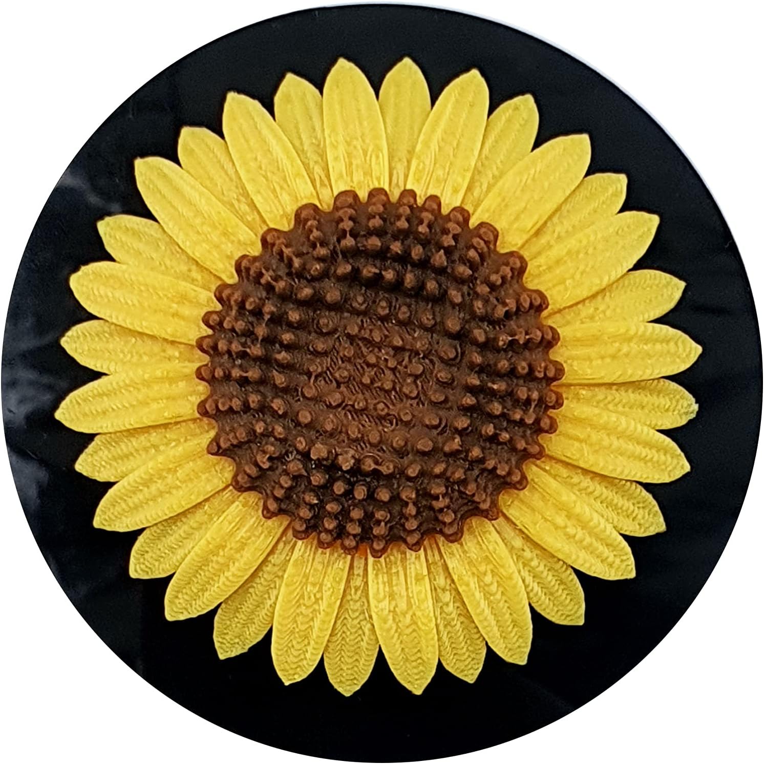 3D OM Badge Sunflower, 3-inch Grill Badge, Realistic Stylish Detail Printing Plastic (PLA) on Acrylic Plate - Works with The Grill Badge Holder (not Included)