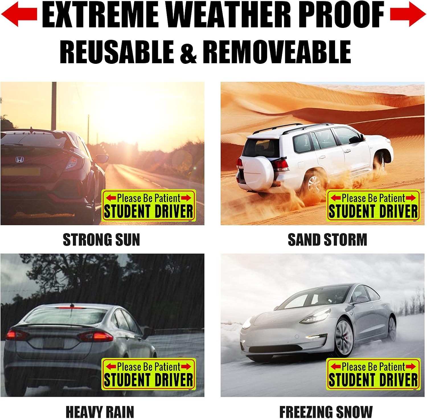 BOKA Student Driver Magnet, Please Be Patient New Driver Signs for Car, High Reflective Rookie Novice Magnetic Safety Sign, Teen Driver Warning Vehicle Bumper Sticker, 10×3.5in, 3 Pcs Gifts