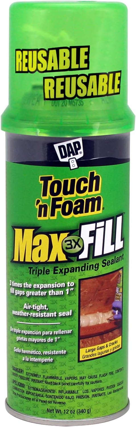 Touch 'n Foam Max Fill Maximum Expanding Sealant, Cream, 12 fl oz (00043)