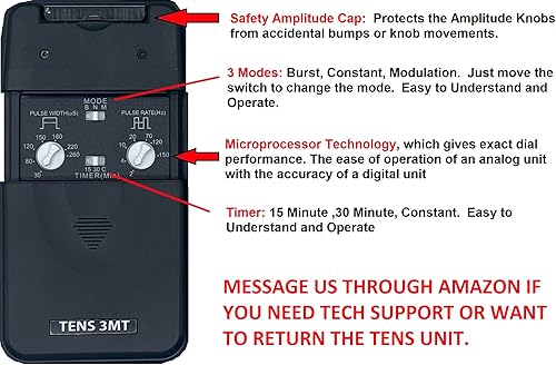 Miniatura 2 de Therapist's Choice® Estimulador muscular TENS Unit con accesorios – Unidad TENS Estimulador muscular para alivio del dolor de espalda, máquina TENS,