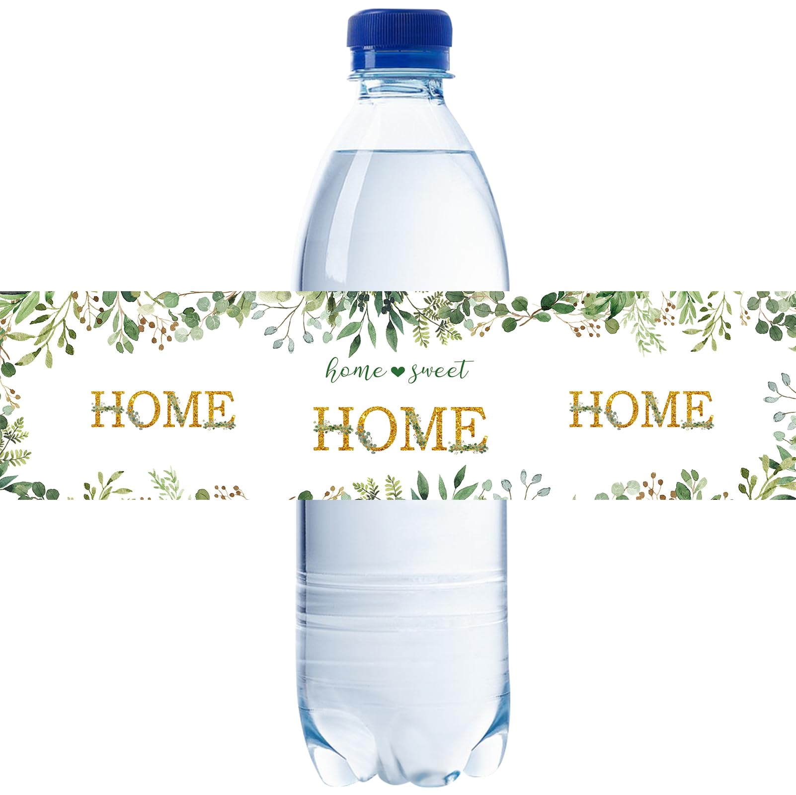 32pcs Greenery Home Sweet Home Water Bottle Labels, Cute House Warming Gift Water Stickers, Neutral Greenery Floral Welcome Back Bottle Labels