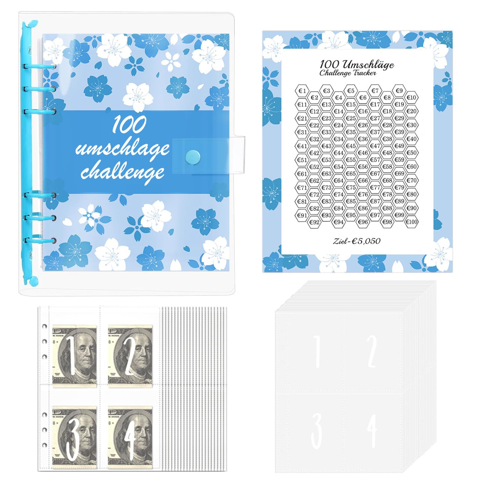 HAIYUU A5 Risparmio Soldi Buste Budget Planner 100 Envelope Saving Challenge