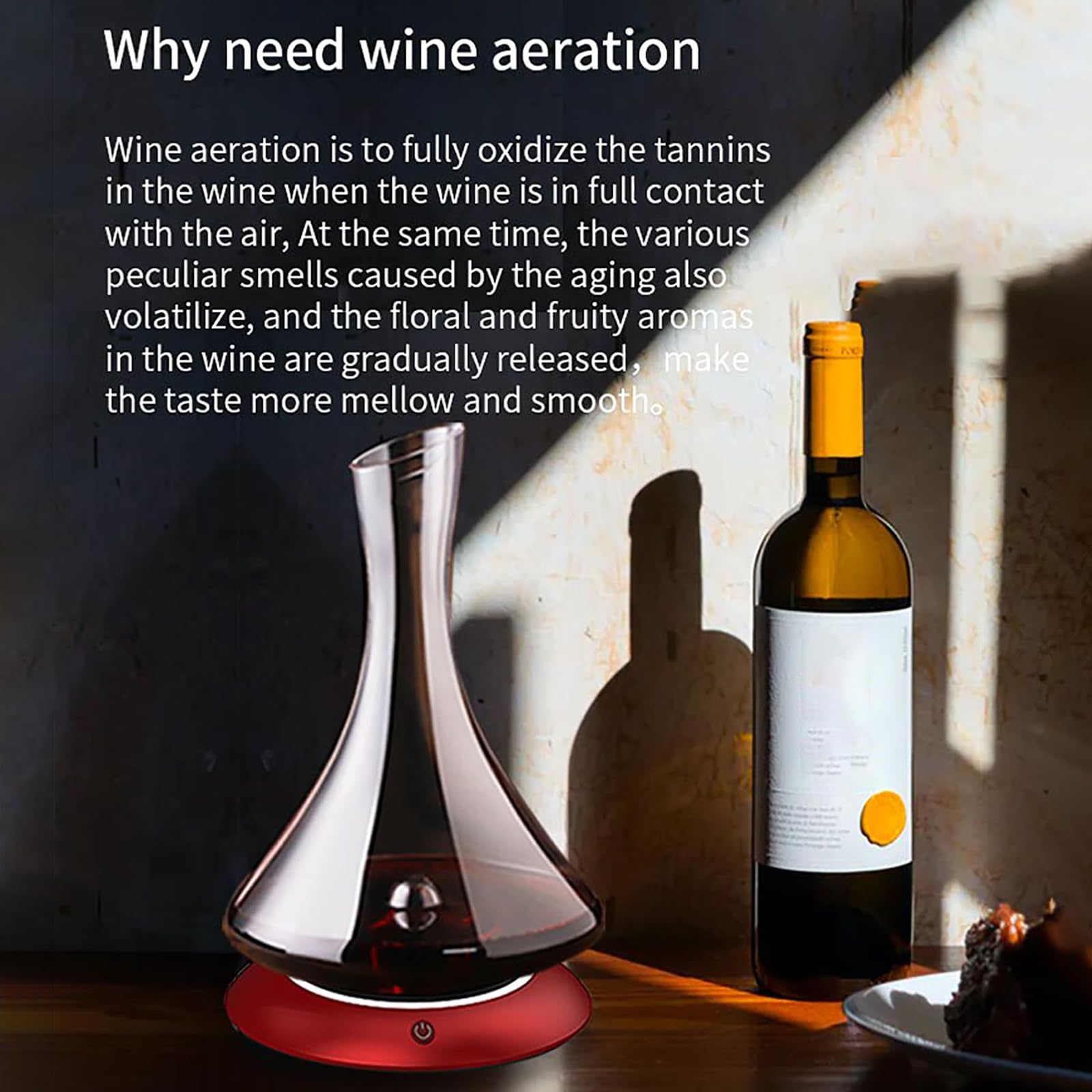 Decantador eléctrico aireador de vino, diseño giratorio automático de un solo toque, capacidad máxima de 750 ml, regalo ideal para los amantes del vino, perfecto para vino tinto y blanco