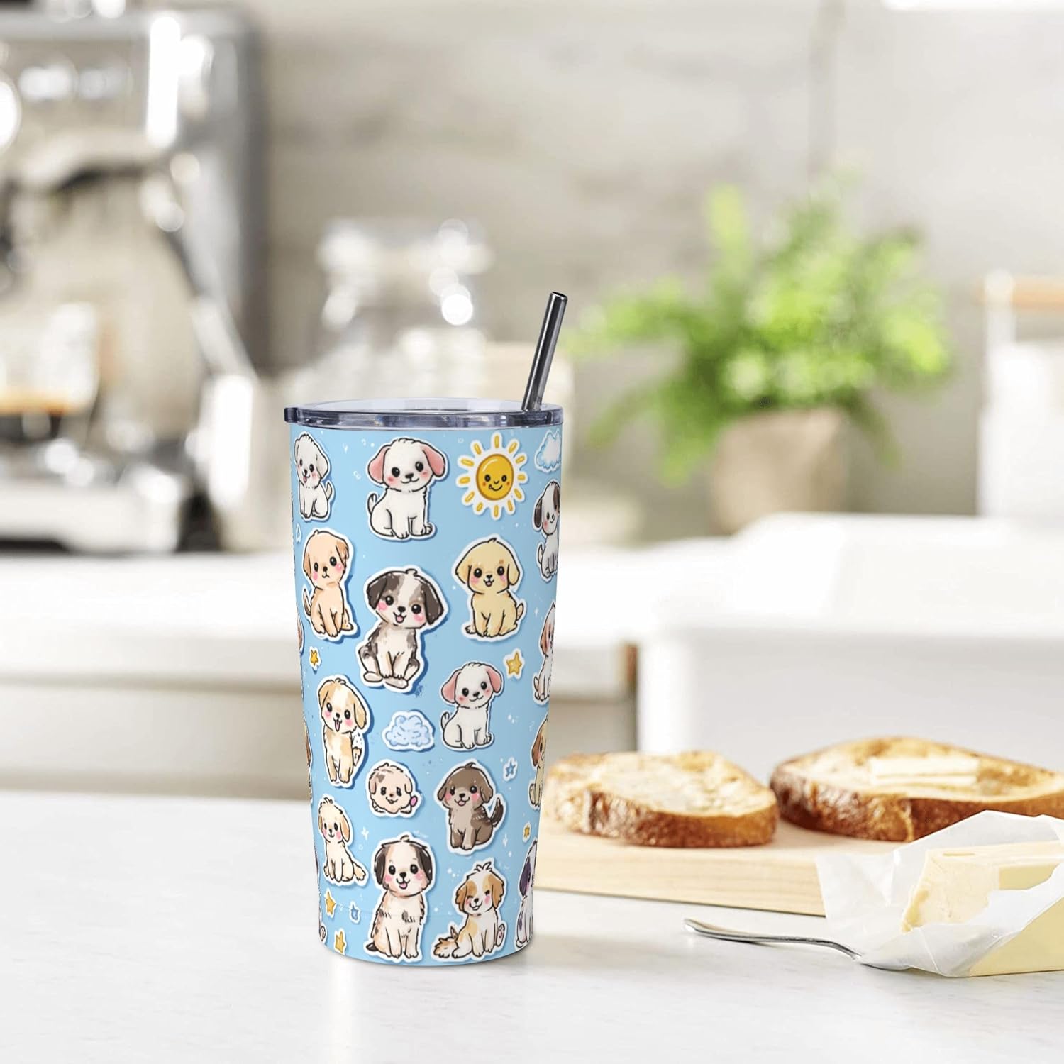 Dog Tumbler with Lid and Straw 20oz Vacuum Insulated Coffee Cup Stainless Steel Tumblers Leakproof Travel Mug Present for Women Men - Image 7
