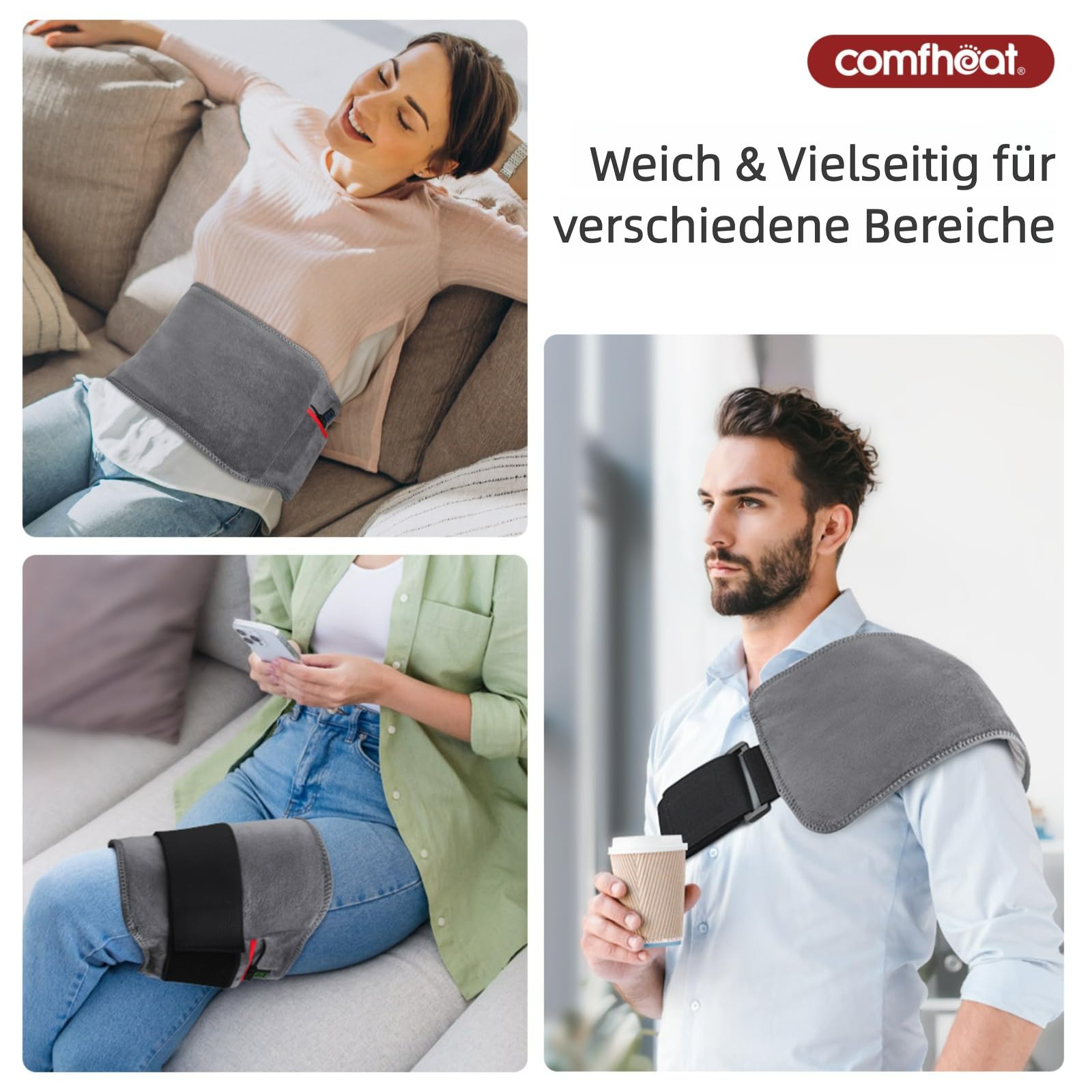 Cuscino riscaldante per la schiena senza fili, con batteria da 10000 mAh | Sollievo dal dolore, portatile, riscaldato, per la zona lombare, crampi, mestruazioni, regalo per donne e uomini