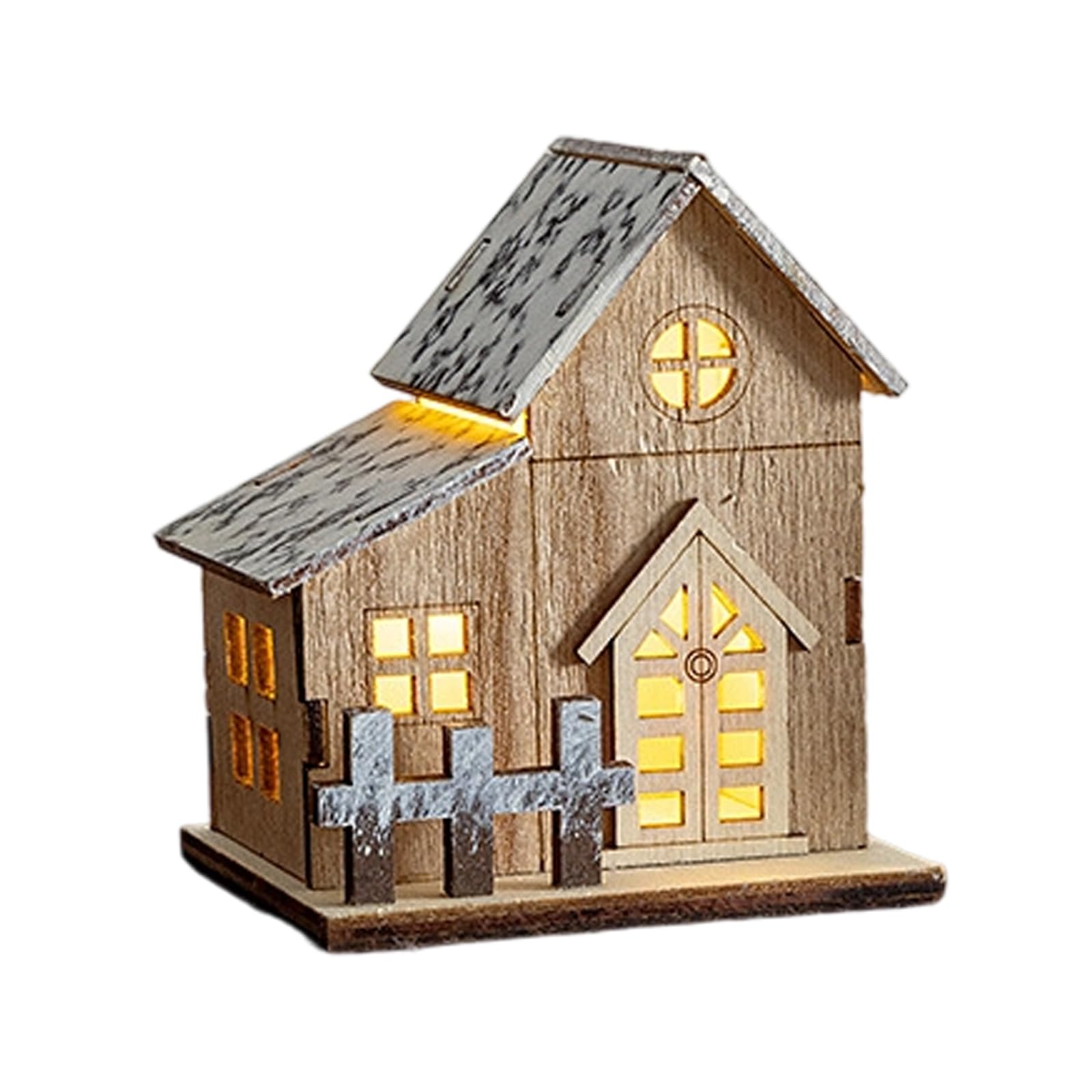 Miniature Luminously Wooden Village House Decors for Christmas Winter Home Mantels Tabletop Decorating Christmas Wooden Village House