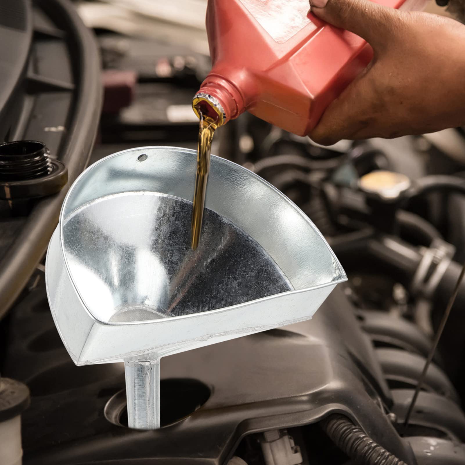 Alipis Embudo De Combustible Del Coche Filtro De Gasolina Embudo De Combustible De Aceite Embudo Automotriz Combustible De Boca Ancha Embudo De Aceite Hierro Forjado Boca Larga