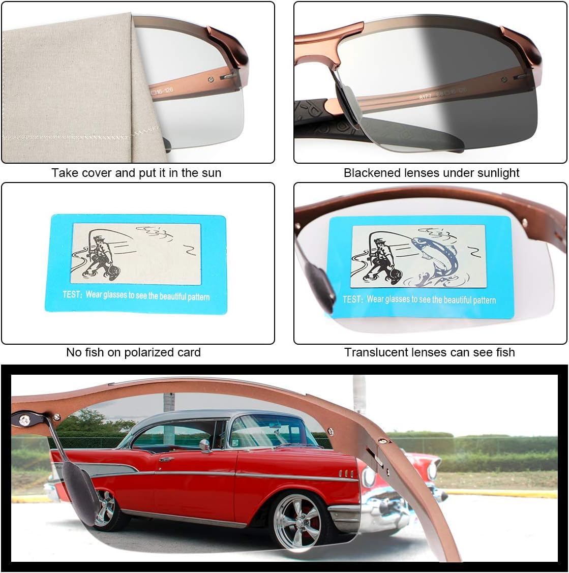 YIMI Men Photochromic Polarized Sports Sunglasses Cycling Fishing Driving Glasses UV Protection Eyeglasses Anti Glare Eyewear - Image 5