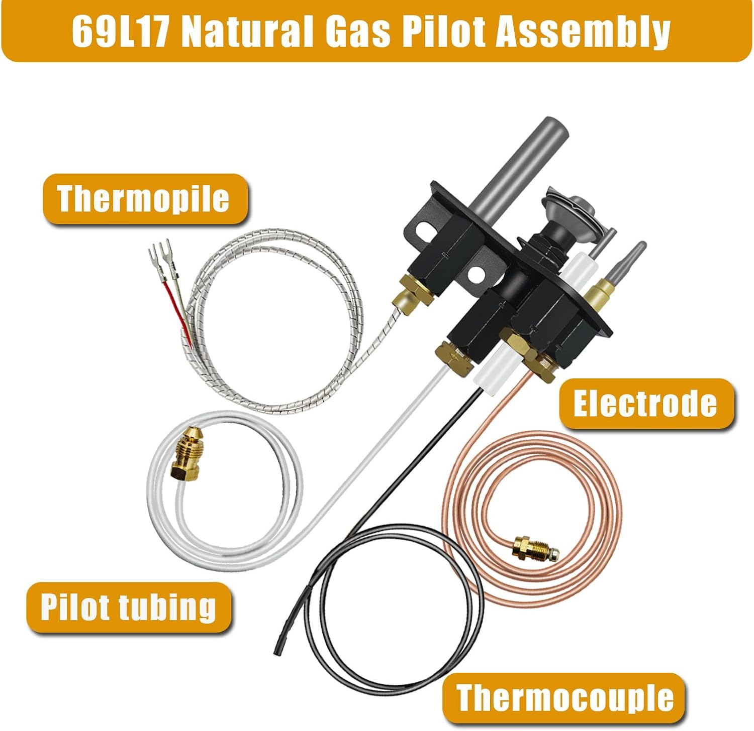 69L17 Pilot Assembly Natural Gas Compatible with Lennox Pilot Assembly - NG 69L17, 69L1701, 904405, J4117 SIT Pilot Assembly for Elite IHP Merit Serefina Superior Astria Direct Vent Gas Fireplaces
