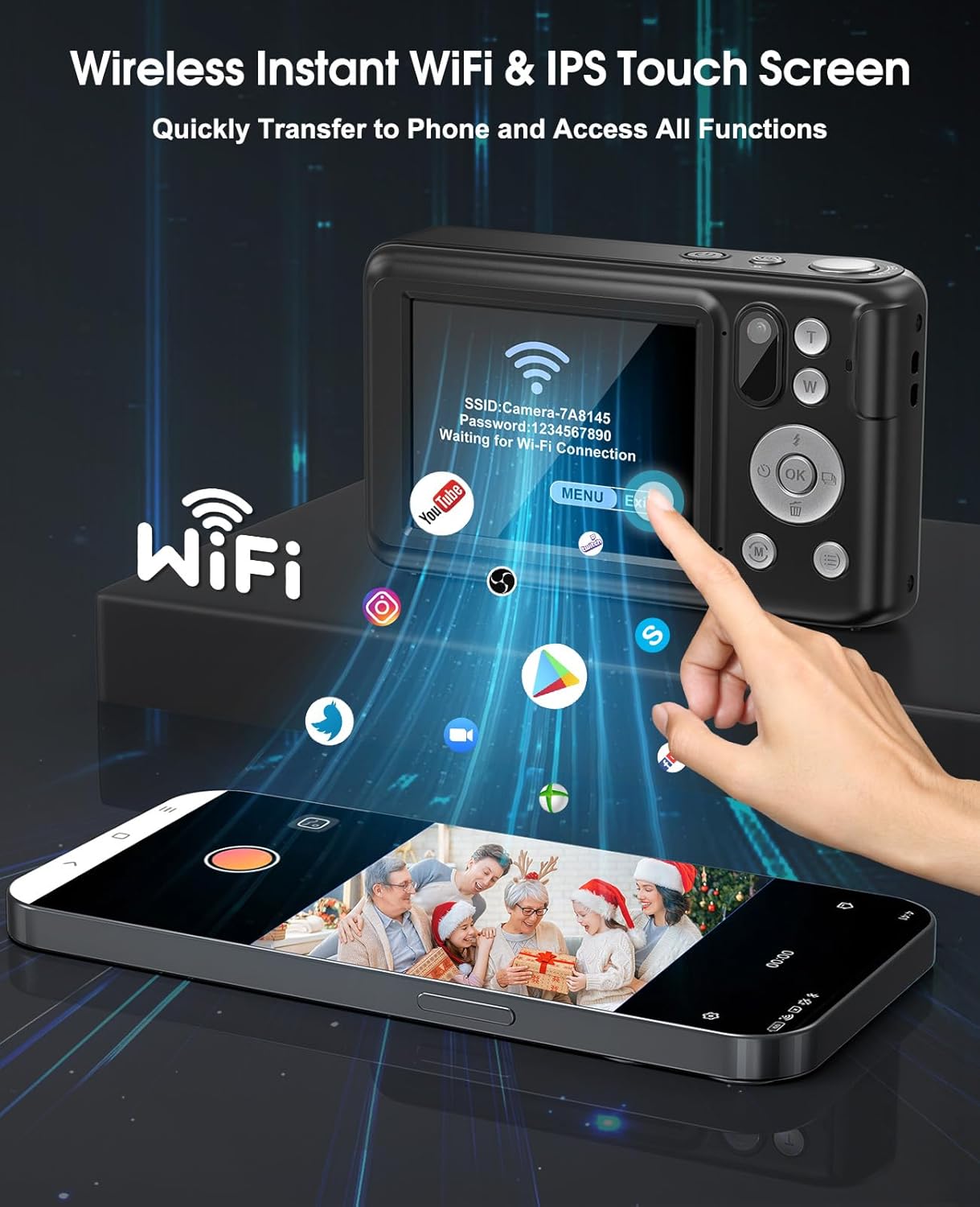 5K Digital Camera for Photography, 64MP Touchscreen WiFi Camera with Autofocus 6X Optical & 16X Digital Zoom, Dual-Lens Vlogging Camera for YouTube Video Anti-Shake, Travel Compact Camera with Flash - Image 3