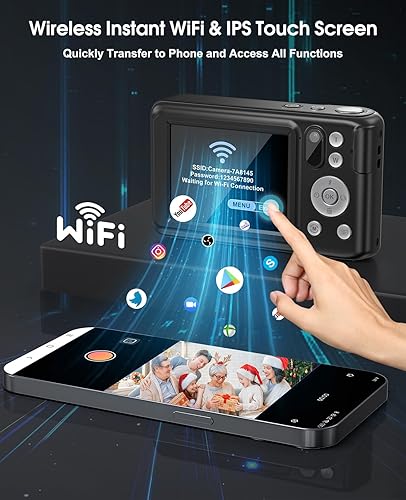 Miniatura 3 de Cámara digital 5K para fotografía, cámara WiFi con pantalla táctil de 64 MP con enfoque automático 6X óptico y zoom digital 16X, cámara de vlogging