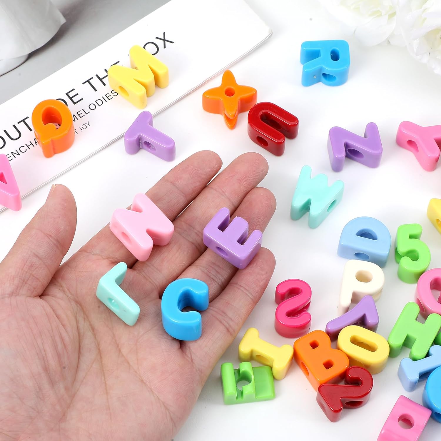 36 Pcs Colorful Large Letter Beads A to Z & Number Beads 0 to 9, 20mm Acrylic Chunky Alphabet Bead for DIY Crafts Jewelry Making, Paracord Bead Projects for Preschool Educational Learning - Image 9