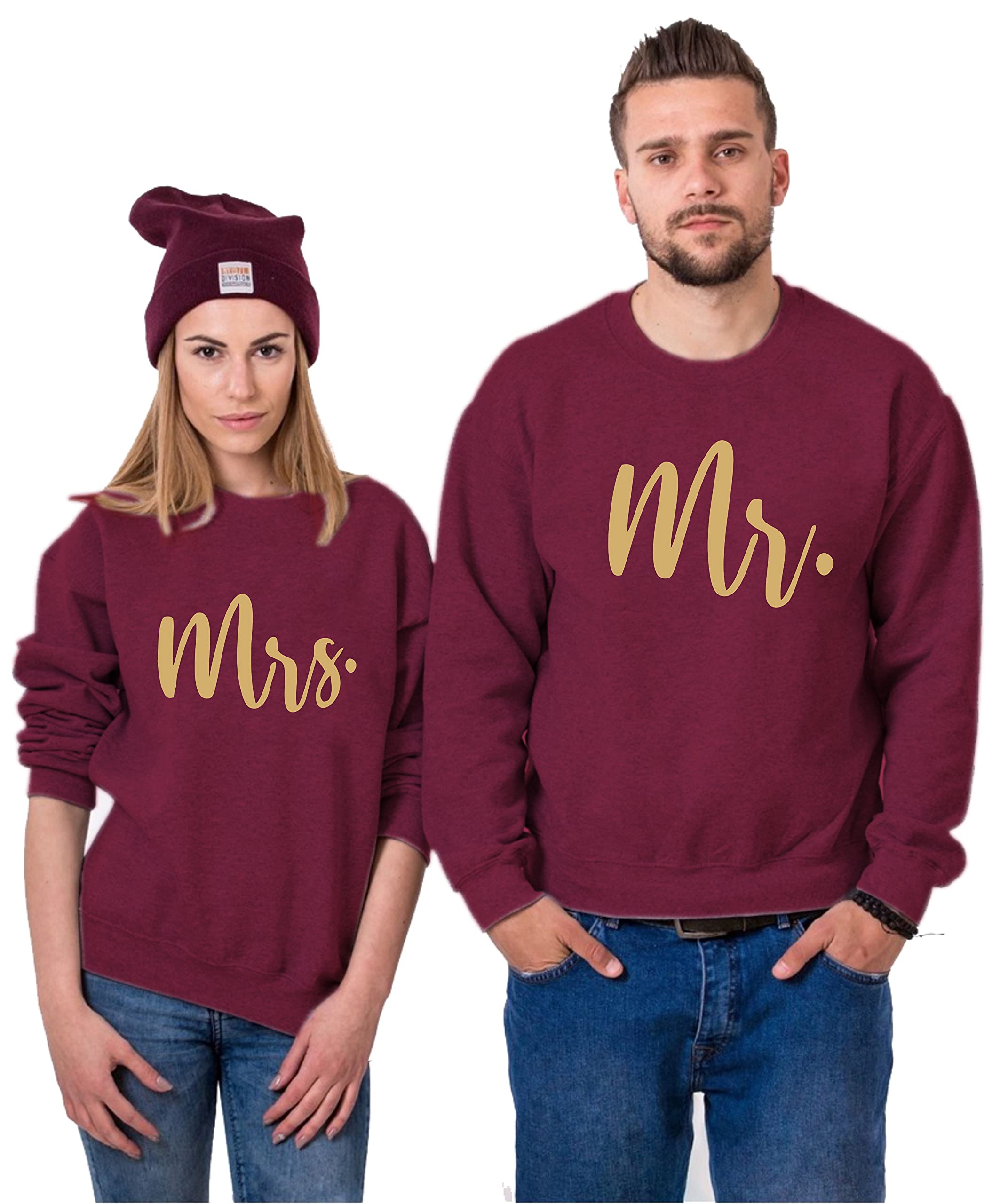 The Tee ShopCouple Sweatshirts Cotton Warm Pullover Printed MR and MRS Sweater - Pack of 2