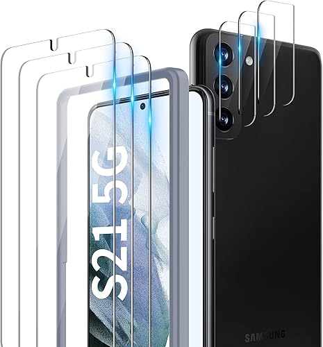 TOCOL Paquete de 6 protectores de pantalla de vidrio templado compatibles con Samsung Galaxy S21 5G de 62 pulgadas paquete de 3 protectores de lente