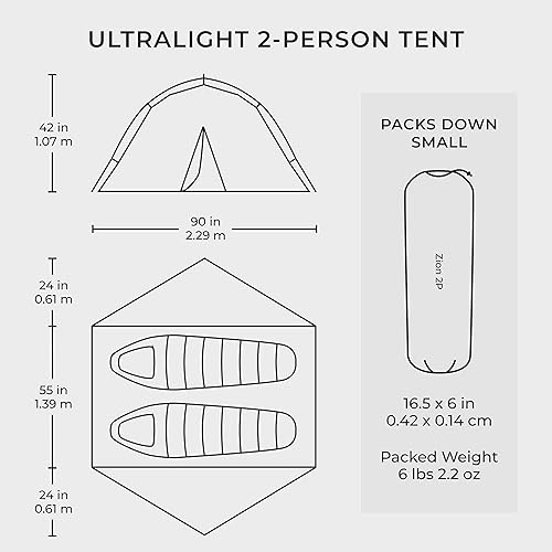 Miniatura 7 de Hyke & Byke Zion - Tienda de campaña de senderismo y mochilero, 3 estaciones, ultraligera, impermeable, para acampar con mosca de lluvia y huella,