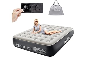 Queen Air Mattress with Built-in Pump by OlarHike, Inflatable Blow-Up Airbed with...