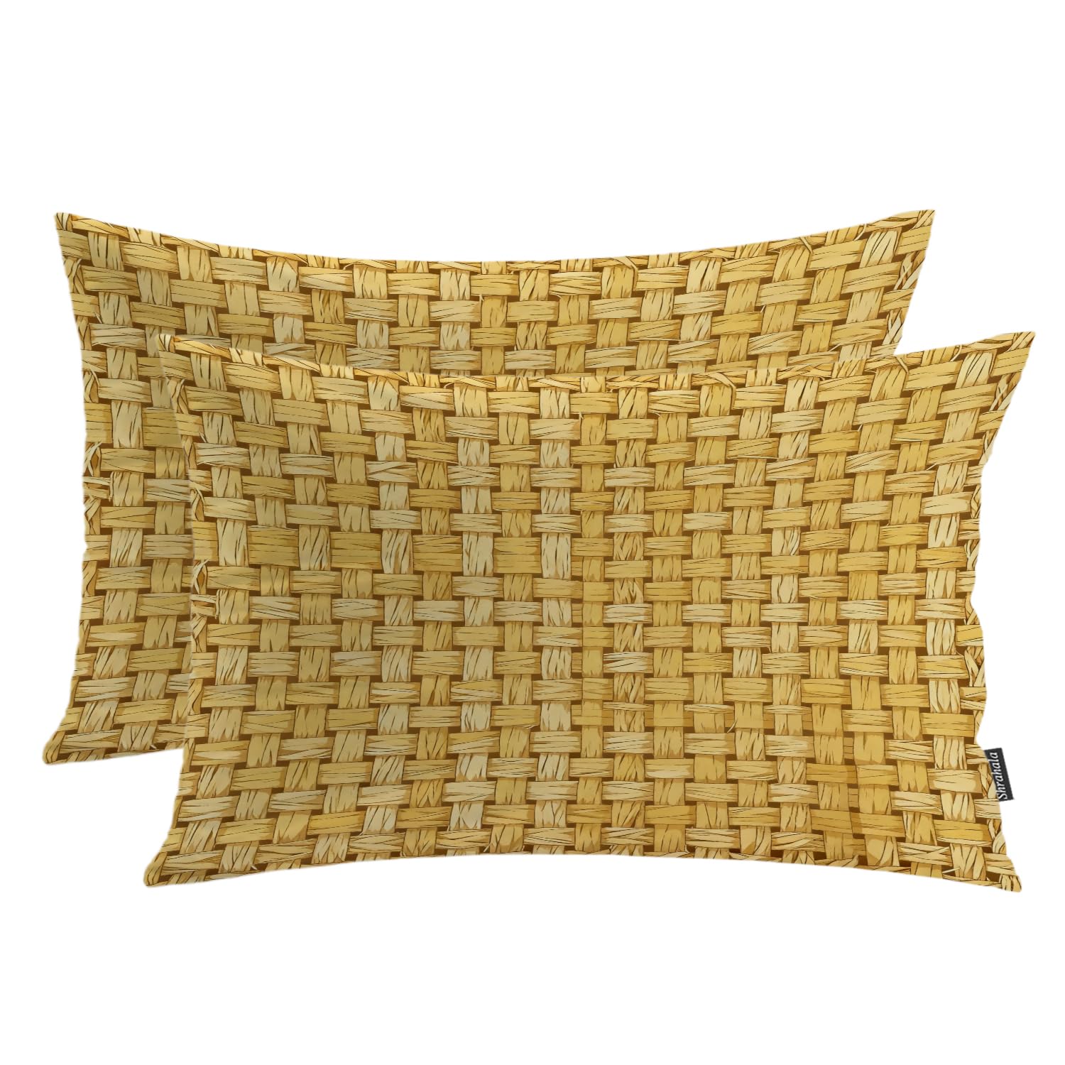 Housse de coussin jaune aspect lin taie oreiller lombaire decoration salon 26x20