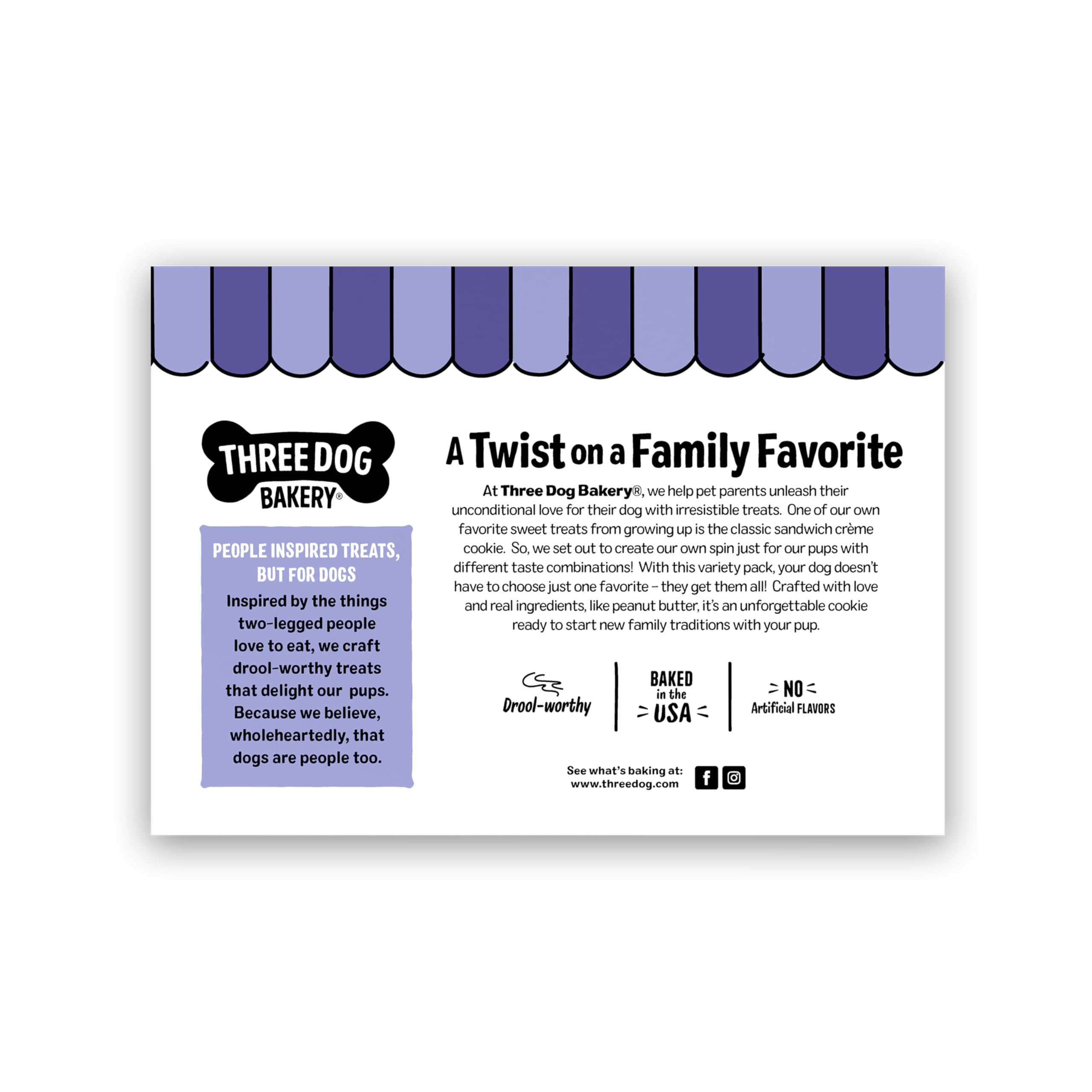 Three Dog Bakery Lick'n Crunch Sandwich Cookies Premium Dog Treats with No Artificial Flavors, Carob/Peanut Butter, Golden/Vanilla, 39 Ounces (Pack of 1)