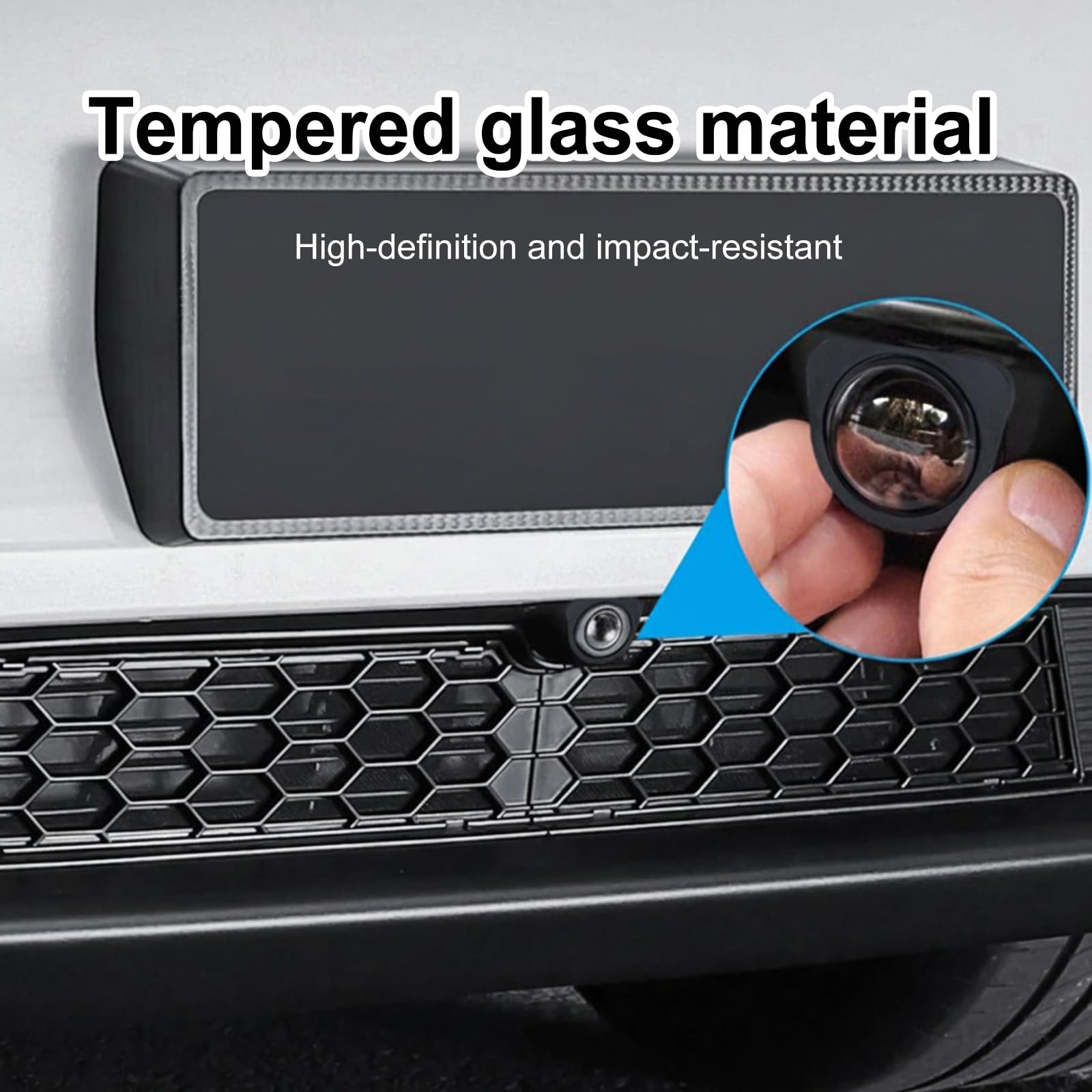 Protezione per obiettivo fotocamera anteriore per Tesla Model Y Model 3 2025-2026, copertura paraurti anteriore in vetro temperato, resistente a graffi e cadute, HD trasparente, facile da installare