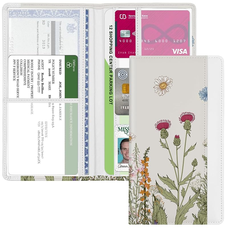 Organizador de Documentos para Carro YeeCASE com Fechamento Magnético, Porta-Documentos Automotivo Dobrável Dandelion