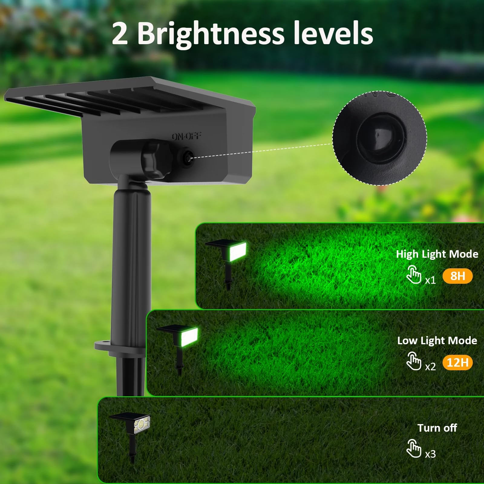 Faretti solari a LED da 2 pacchi, Luci di sicurezza solari, Accensione/spegnimento automatico Luce per esterni da esterno, Luci da giardino impermeabili IP65, per patio, vialetto, stagno, terrazza