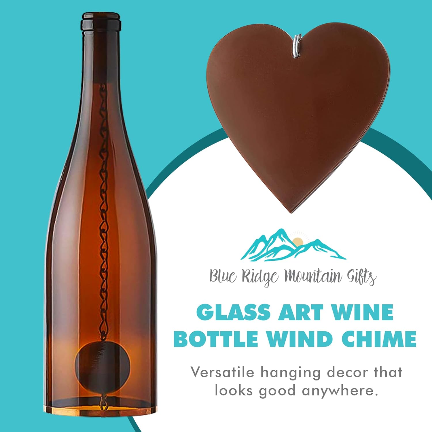 Blue Ridge Mountain Gifts Wine Bottle Wind Chime - Wind Chimes for Outside & Inside Decor, Handcrafted Wine Glass Bottle Wind Chimes, Suncatcher Whimsical Home Decor Gifts for Women (Yellow)