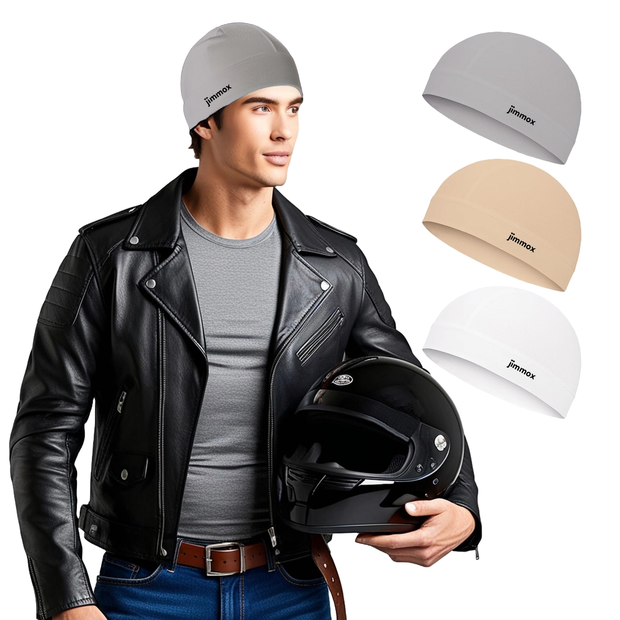 Jimmox Helmet Skull Cap for Men & Women | Breathable Cycling Cap | Sweat-Wicking Helmet Liner | Lightweight Cooling Beanie for Biking, Running, Outdoor Sports