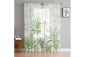 Green Palm Tree Tropical Sheer Curtains