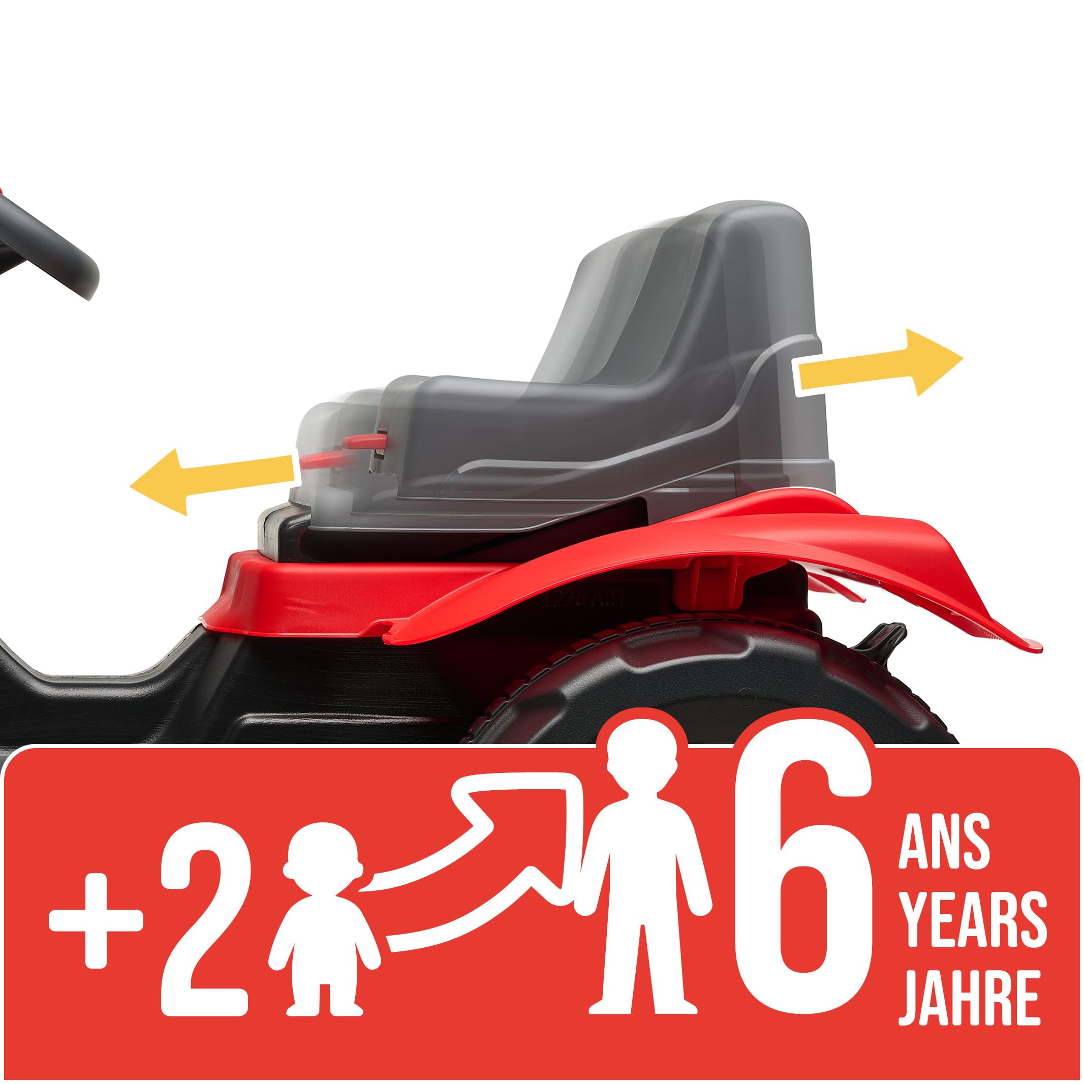 Falk Case IH Traktor mit Pedalen, für Kinder, mit Anhänger, ab 2 Jahren | Haube zum Öffnen und verstellbarer Sitz
