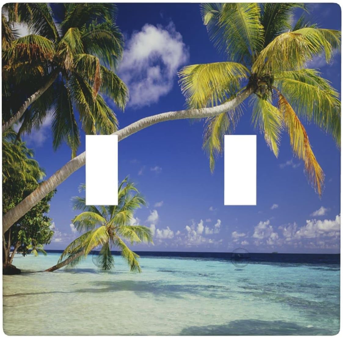 Toggle Light Switch Wall Plate Cover Beach Palm Tree,2Gang Double