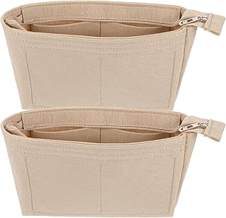 GALPADA 2PCS Purse Organizer Insert for Handbags Felt Bag Insert with Zipper for Tote Purse Handbag Organizer Compatible with Lv and More