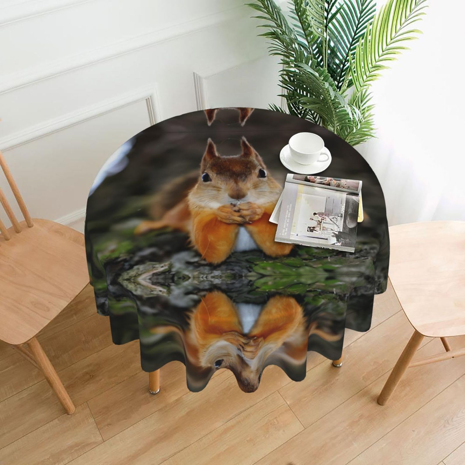 hhxvcv Funny Squirrel Round Tablecloth – Dining Table Cover