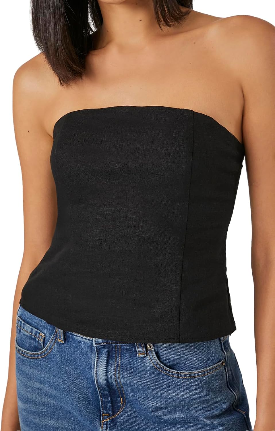 Forever 21 Womens Linen-Blend Smocked Tube Top - Image 5