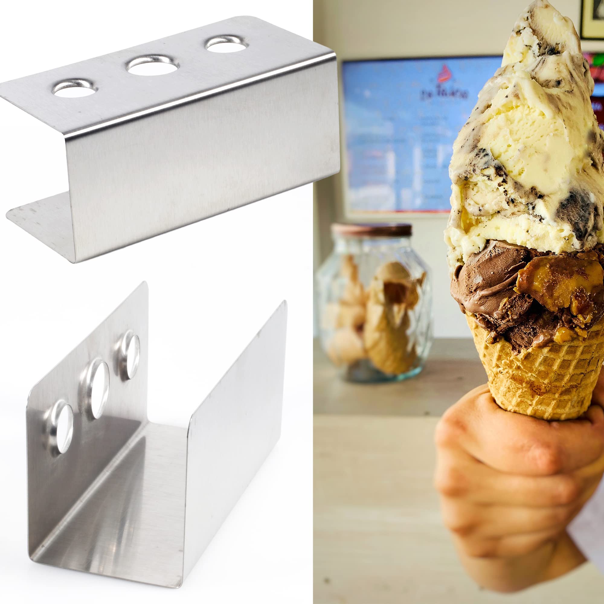 Eistütenhalter Aus Holz Mit 3,3 Cm Löchern – Präsentationsständer Für Eiswaffeln, Sushi-Handrolls & Desserts (26,8 Cm)
