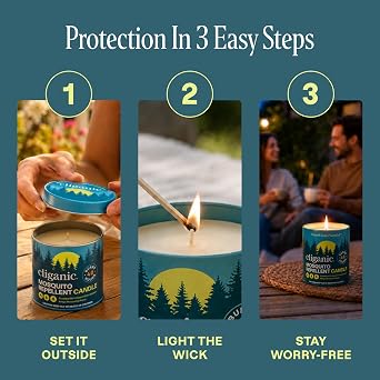 Cliganic Citronella Candles Outdoor, Mosquito Repellent, DEET-Free, 9 oz