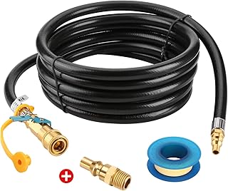 WADEO 12FT RV Propane Quick Connect Hose, RV Quick Connect Propane Hose Extension 1/4" Female NPT Quick Connect Valve with 1/4" NPT Fitting for LP Gas Low Pressure System