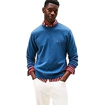 Tommy Hilfiger Uomo Felpa Seasonal Fleece con Scollo Rotondo, Blu (Aegean Sea), S