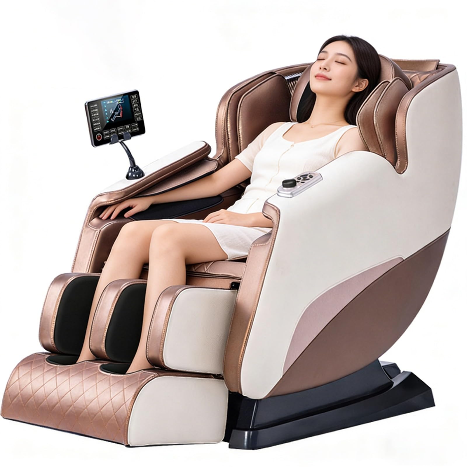 Sillón De Masaje De Gravedad Cero, Movimiento 2D Airbag Y Rodillo para Pies 6 Programas Automáticos Calefacción De Cintura Sillón De Masaje De Lujo para El Hogar(Bianco)