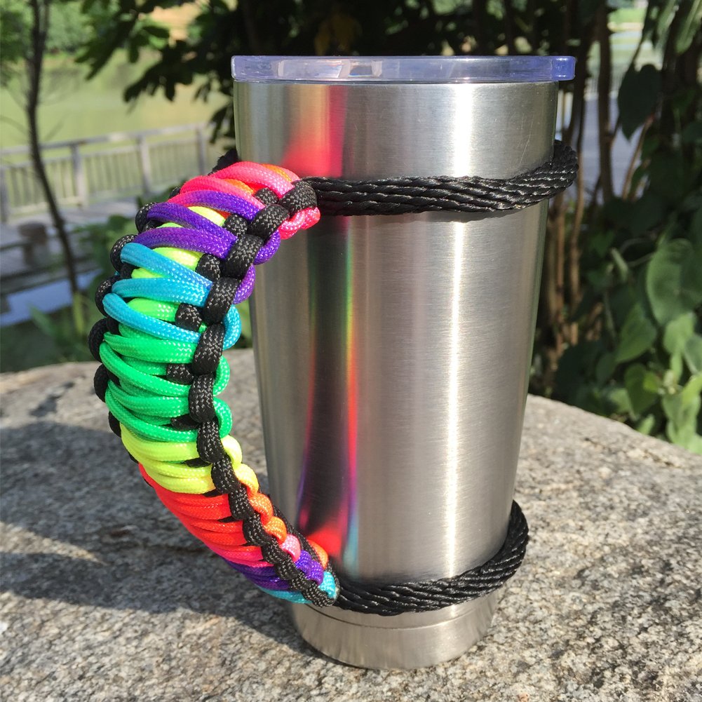 Moce Handmade Paracord Handle For 20 Oz Tumbler Colorful Black