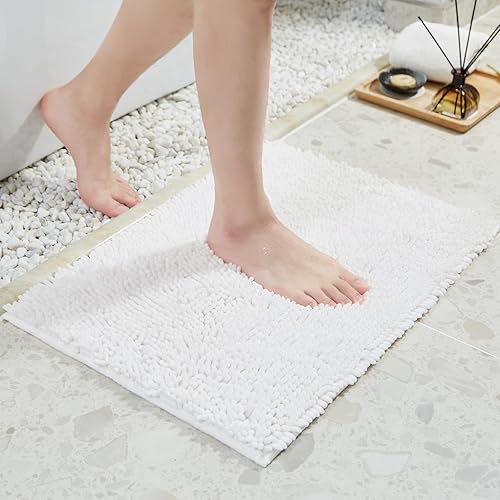 Miniatura 10 de TECHMILLY Tapetes de baño de felpilla suave y esponjosa, antideslizantes, absorbentes, para baño, lavables y de secado rápido, color negro, 17 x 24