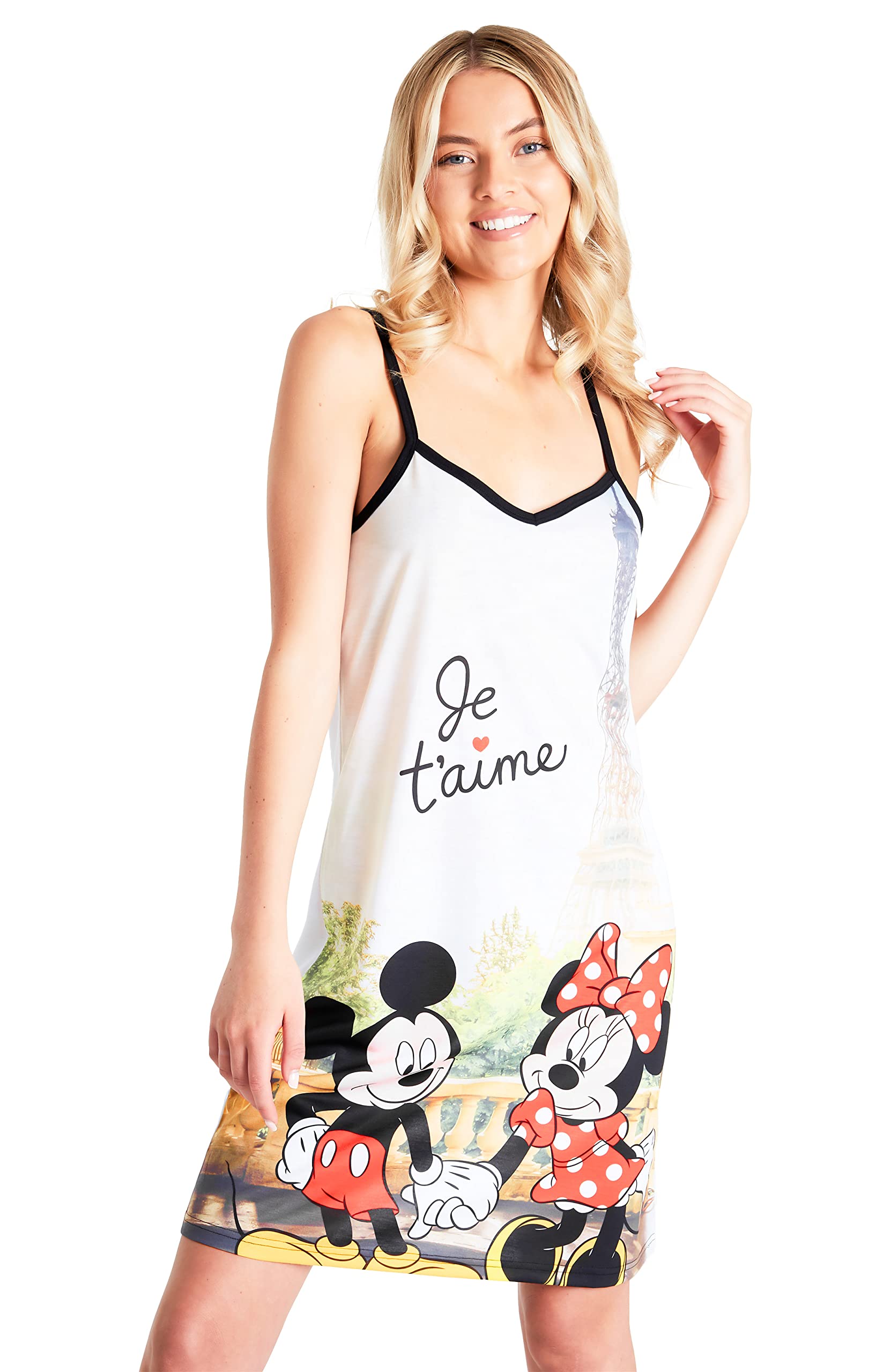 Disney Camisón Mujer Dormir, Camisón Mujer de Tirantes Stitch, Marie Aristogatos, Mickey y Minnie Mouse, Camisones de Mujer y Chica Adolescente S-XL