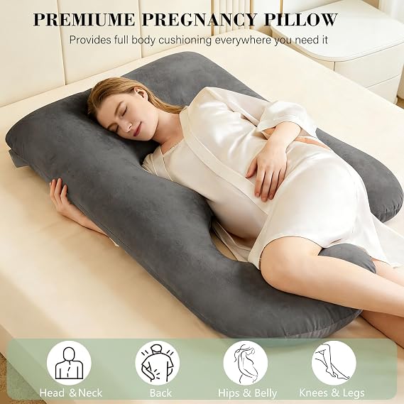 Pregnancy Pillows for Sleeping, 66in U Shaped Maternity Pillow with Cover