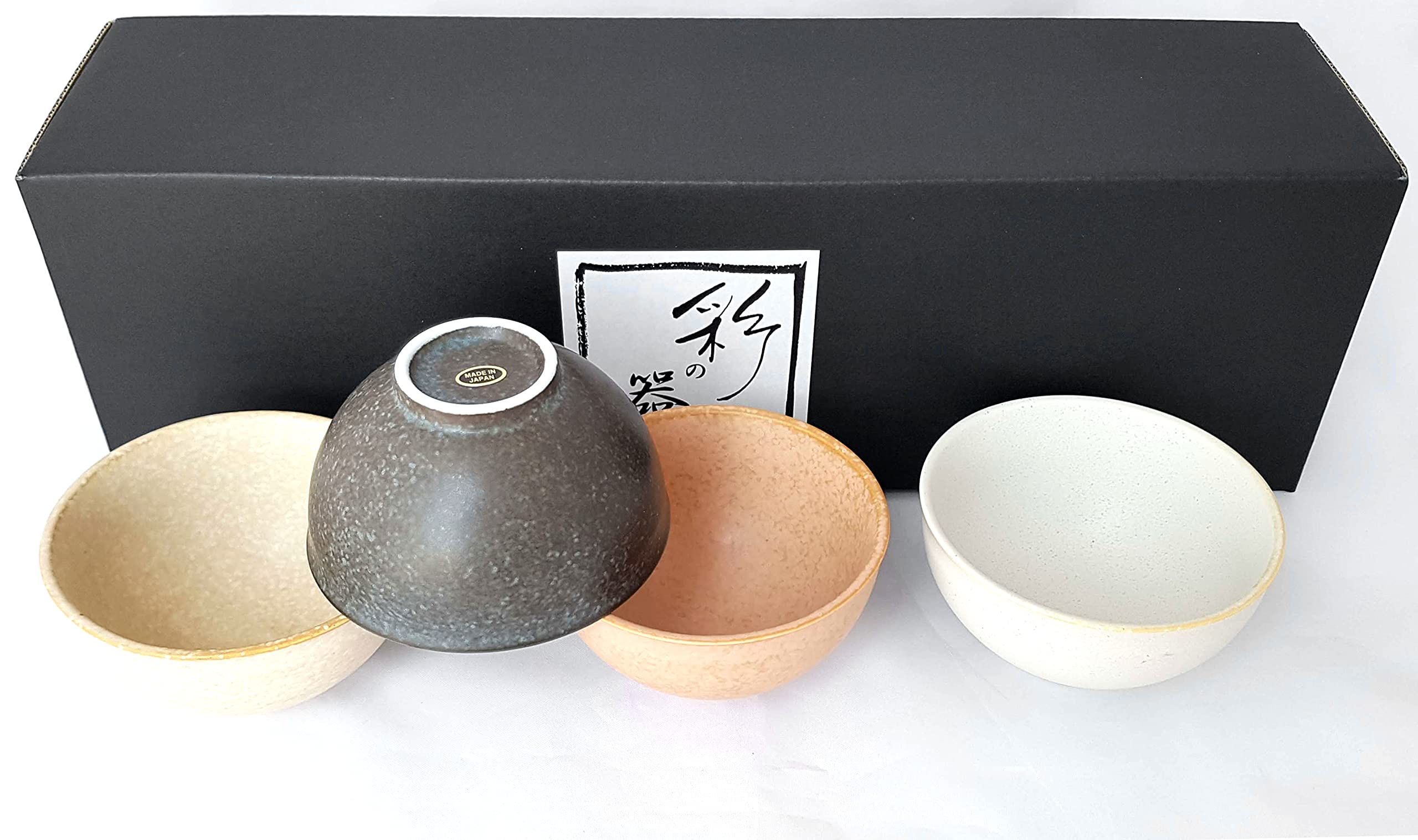 Teeschalen-Set JOUMON als Geschenk-Set hergestellt in Japan 4 Porzellan Schalen Ø 8,2, H. 4,6 cm