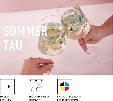 RITZENHOFF 2931018 Aperitif Glass 500 ml Summer Dew Series for Spritz or spritzer - Petals Motif - Made in Germany Green Purple Red