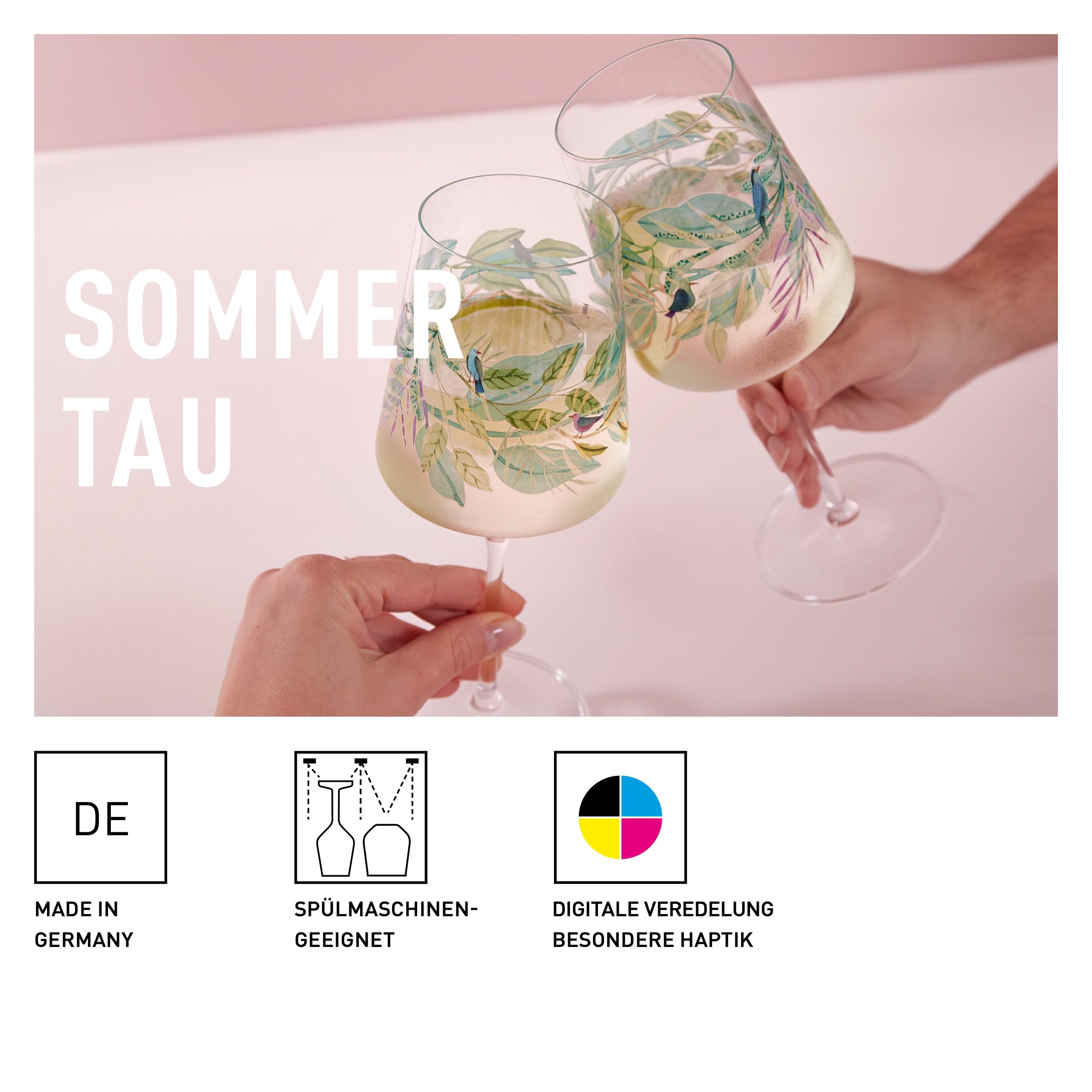 RITZENHOFF 2931017 Bicchiere da aperitivo 500 ml - Set di 2 - Serie Summer Dew - per spritz, spritzer - Motivo foglie - Made in Germany
