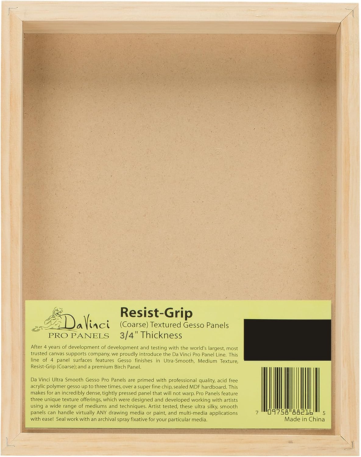 Da Vinci Pro Resist-Grip Coarse Textured Gesso Board, 18x24, 3/4" Depth Art Boards for Painting, White Acrylic Polymer with Quartz Sand, Warp-Resistant Cradled and Sealed MDF Panel