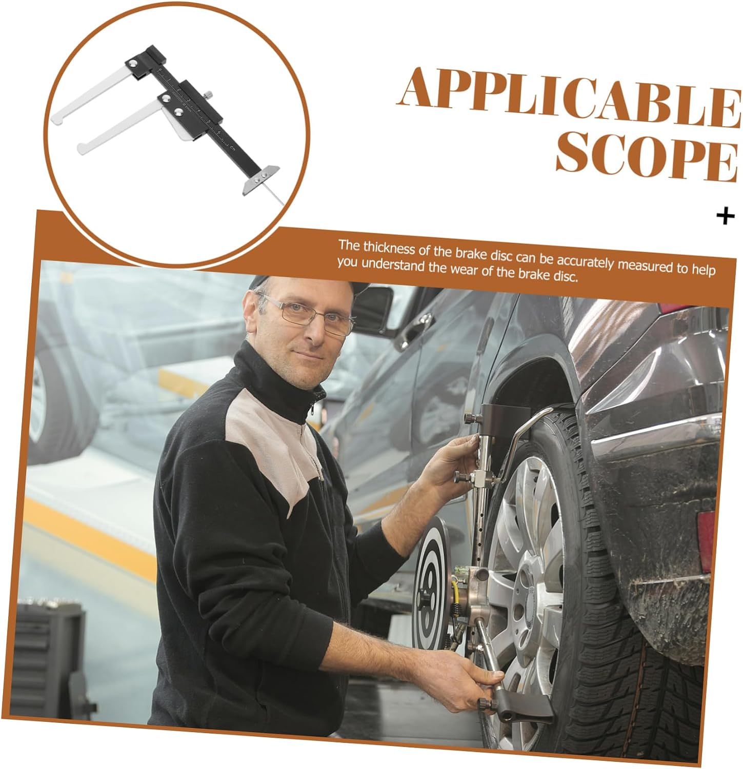 Brake Pad Gauge Tool Car Brake Disc Thickness Gauge Easy to Use Measuring Device